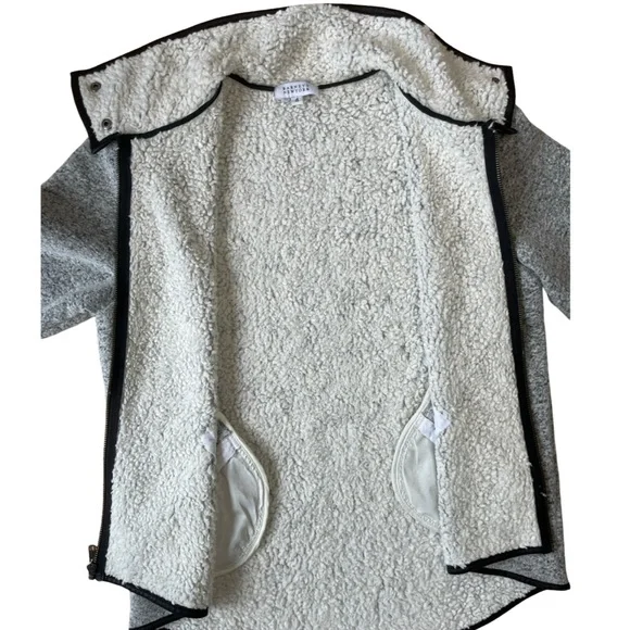 Barneys New York Gray Knit Fleece 3/4 Sleeve Oversized Jacket - Size 4 - Picture 4 of 9